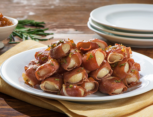 Glazed Prosciutto-Wrapped Water Chestnuts
