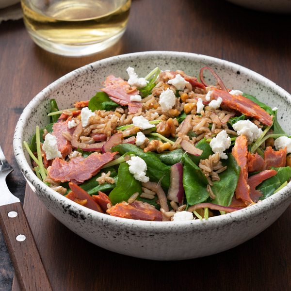 Brown Rice and Kale Salad with Hot Capocollo