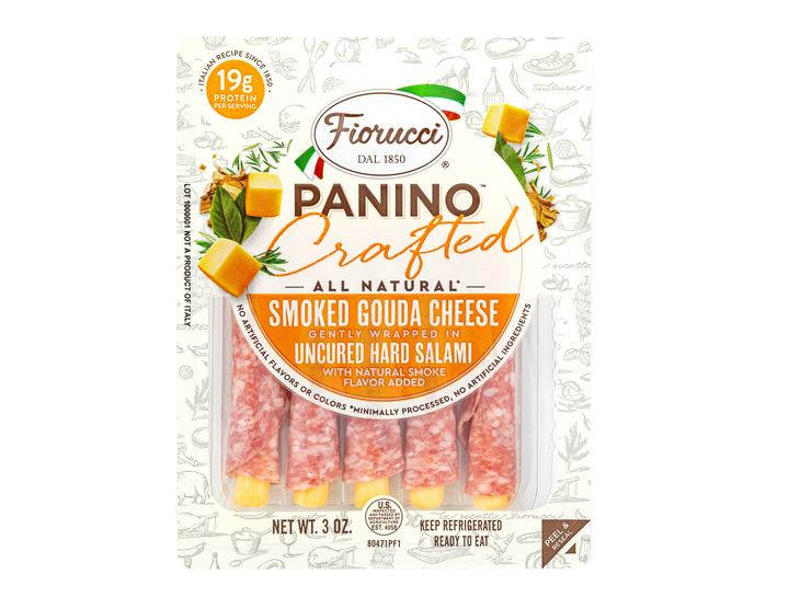 ALL NATURAL SMOKED GOUDA CHEESE WRAPPED IN UNCURED HARD SALAMI