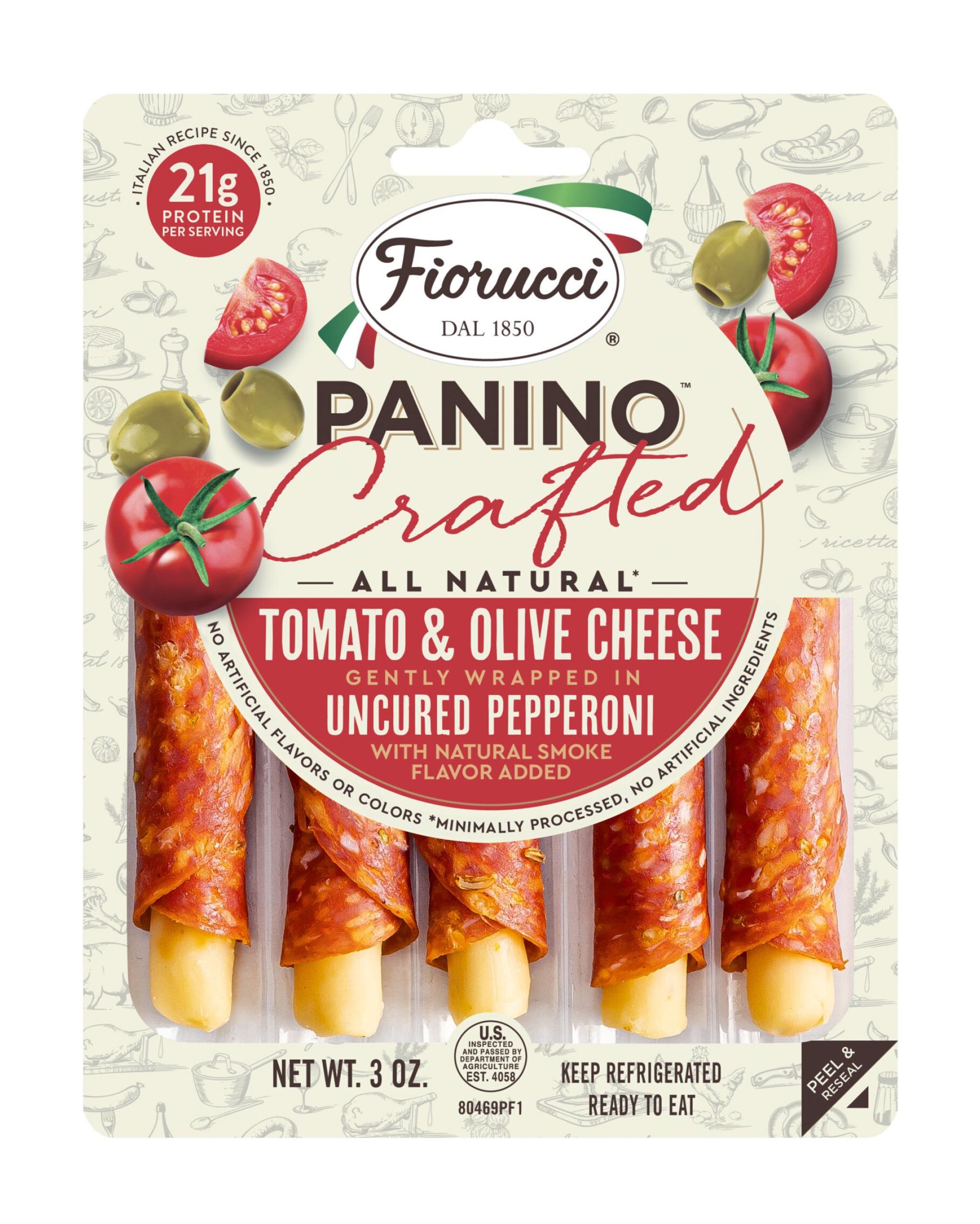 ALL NATURAL TOMATO & OLIVE CHEESE WRAPPED IN UNCURED PEPPERONI