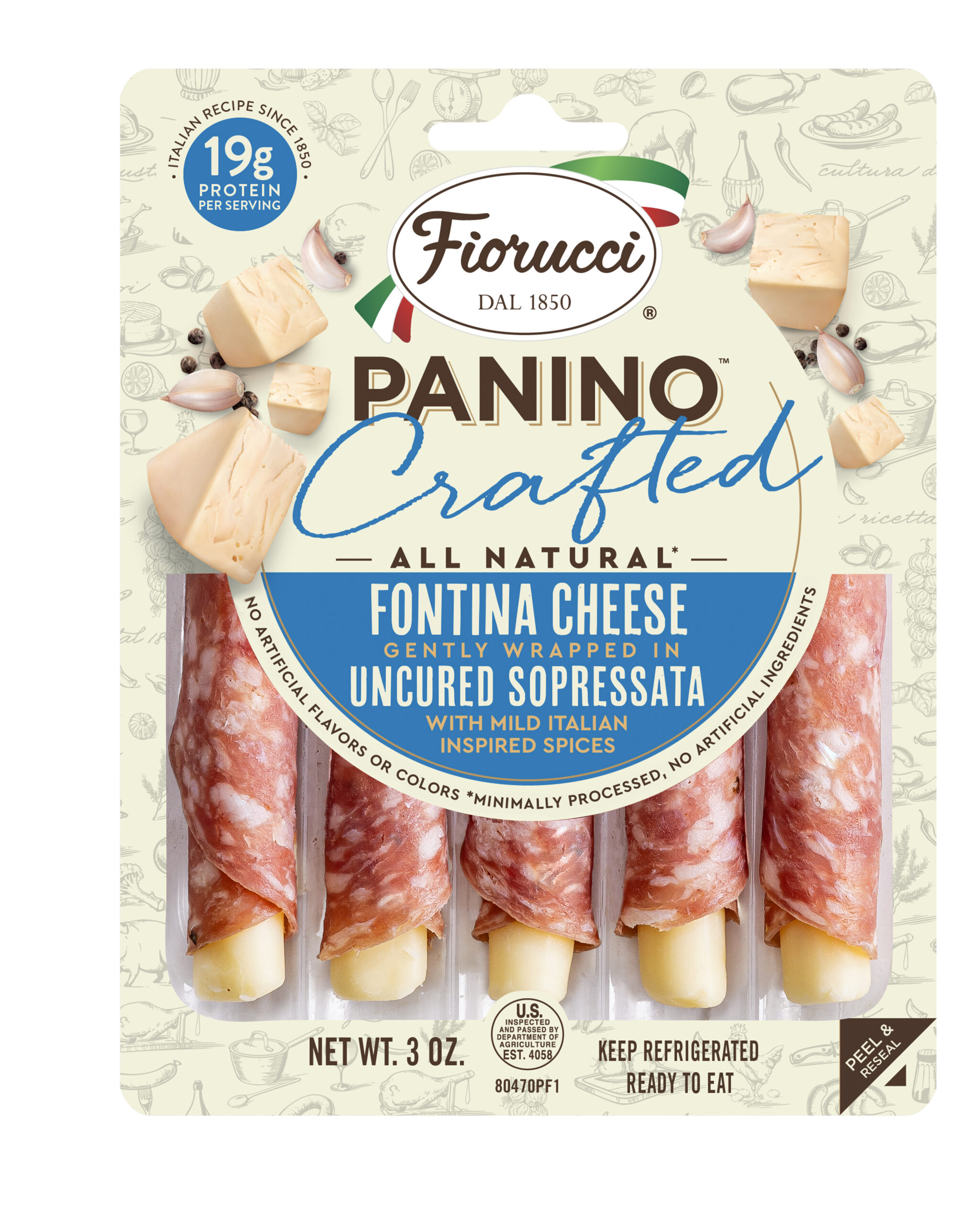 ALL-NATURAL FONTINA CHEESE WRAPPED IN UNCURED SOPRESSATA